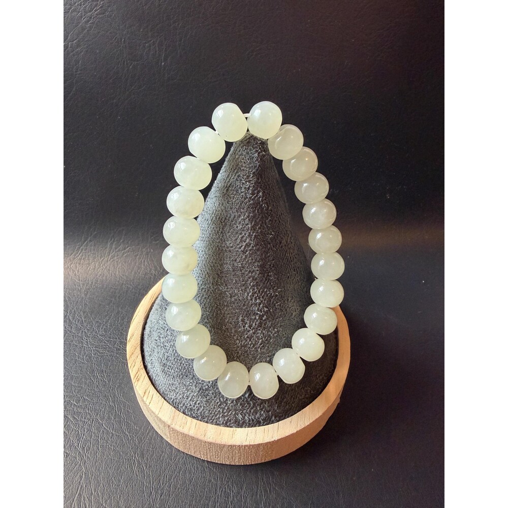 Icy White Jade Abacus Bead Bracelet Untreated Nephrite Certified Jade Handmade